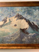 Dipinto Olio su Tela di Paesaggio di Montagna Attribuito a Paolo Punzo Anni 50