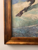 Dipinto Olio su Tela di Paesaggio di Montagna Attribuito a Paolo Punzo Anni 50