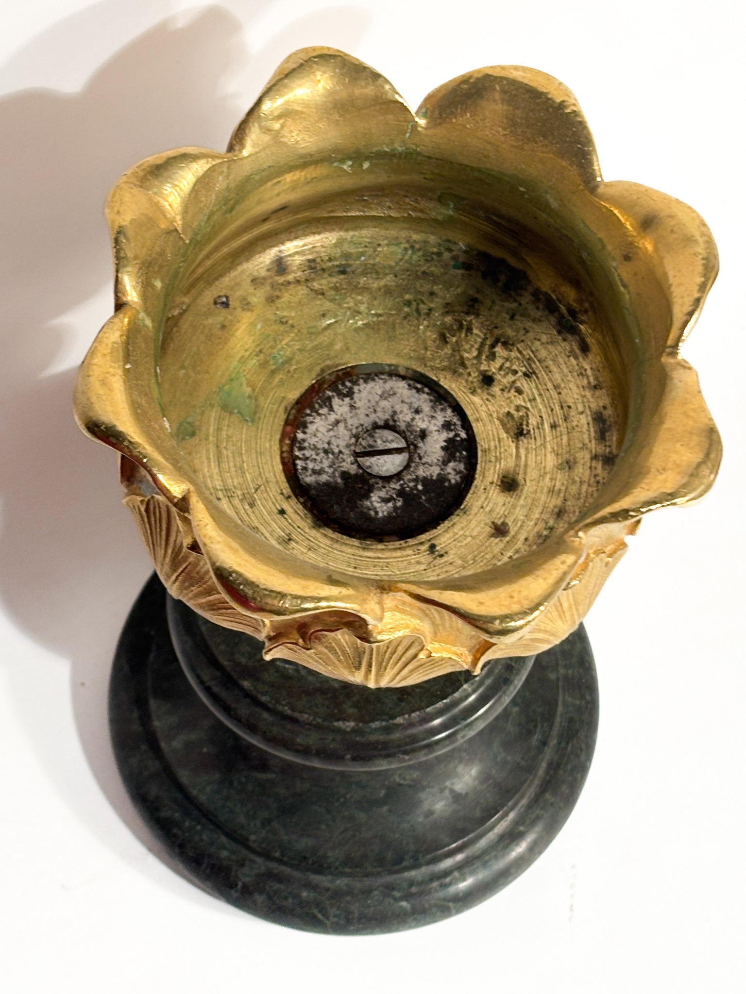 Gilded Bronze Candlestick with Empire Marble Base 19th Century