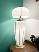 Two-light Lamp in White Murano Glass with 70s Decorations
