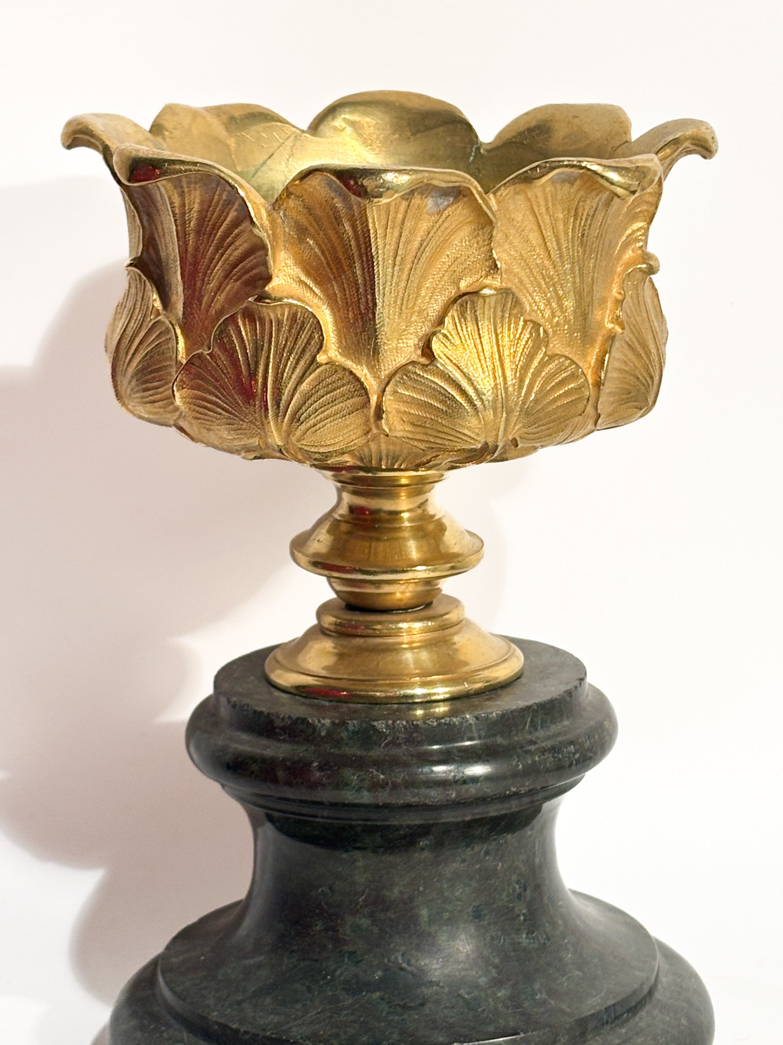 Gilded Bronze Candlestick with Empire Marble Base 19th Century