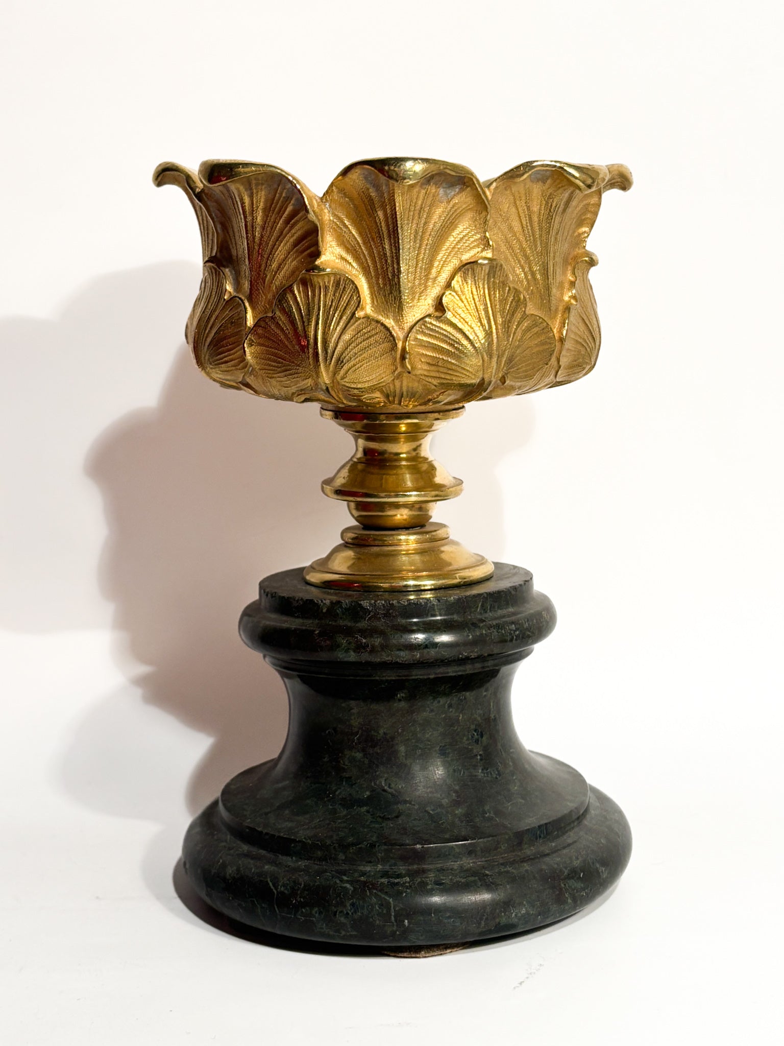 Gilded Bronze Candlestick with Empire Marble Base 19th Century
