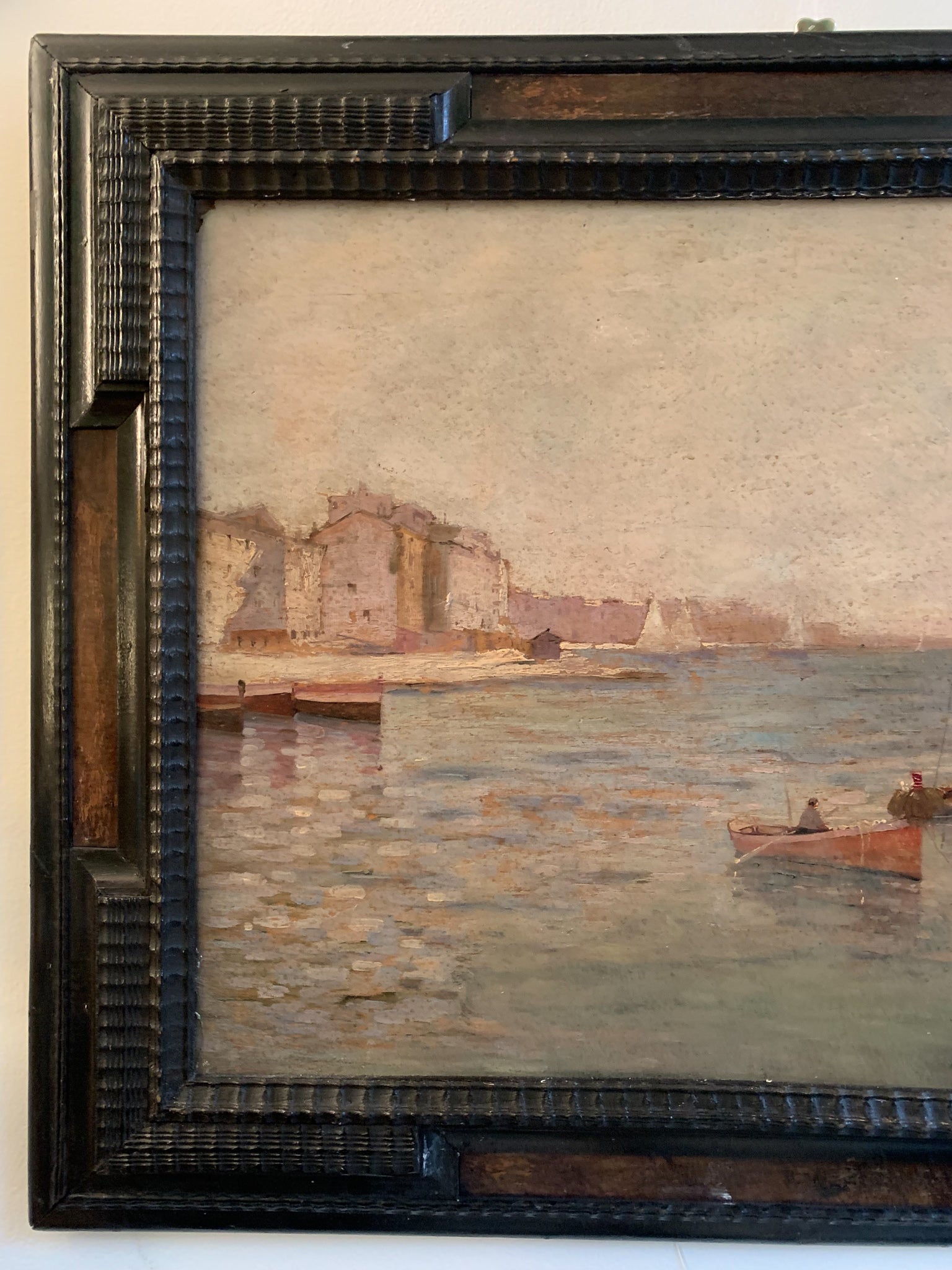 Oil on Panel Painting of a Navy by Federico Morello, 1920s