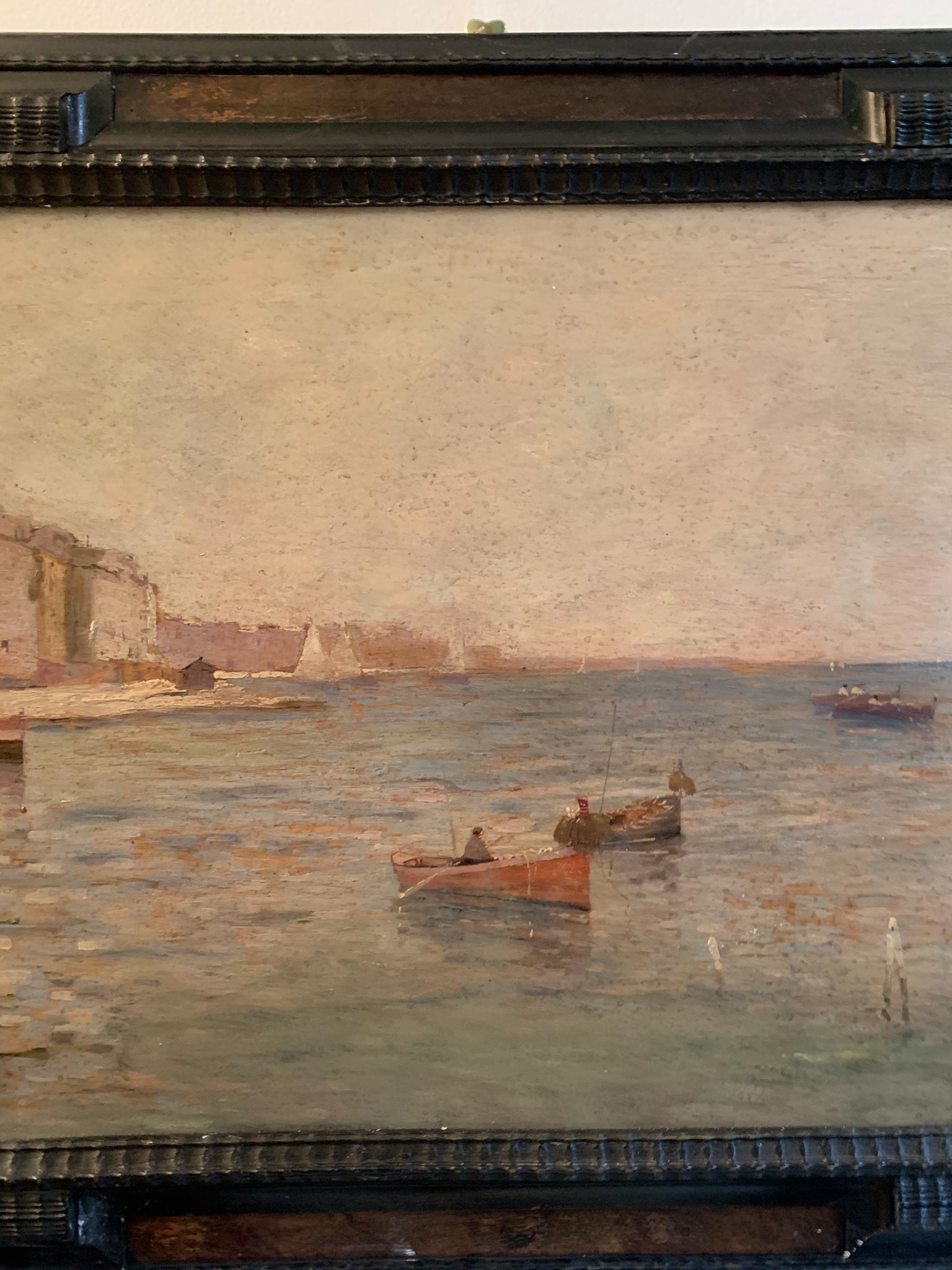 Oil on Panel Painting of a Navy by Federico Morello, 1920s