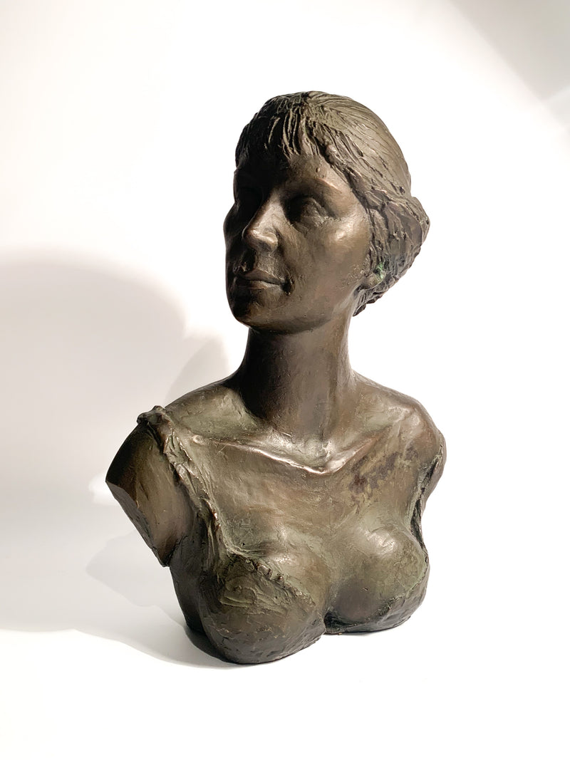 Scultura Busto di Dama in Bronzo a Cera Persa di Giuseppe Motti Anni 50