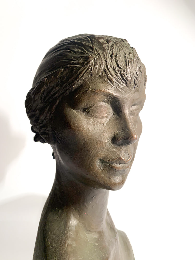 Bust of a Lady in Lost Wax Bronze Sculpture by Giuseppe Motti, 1950s