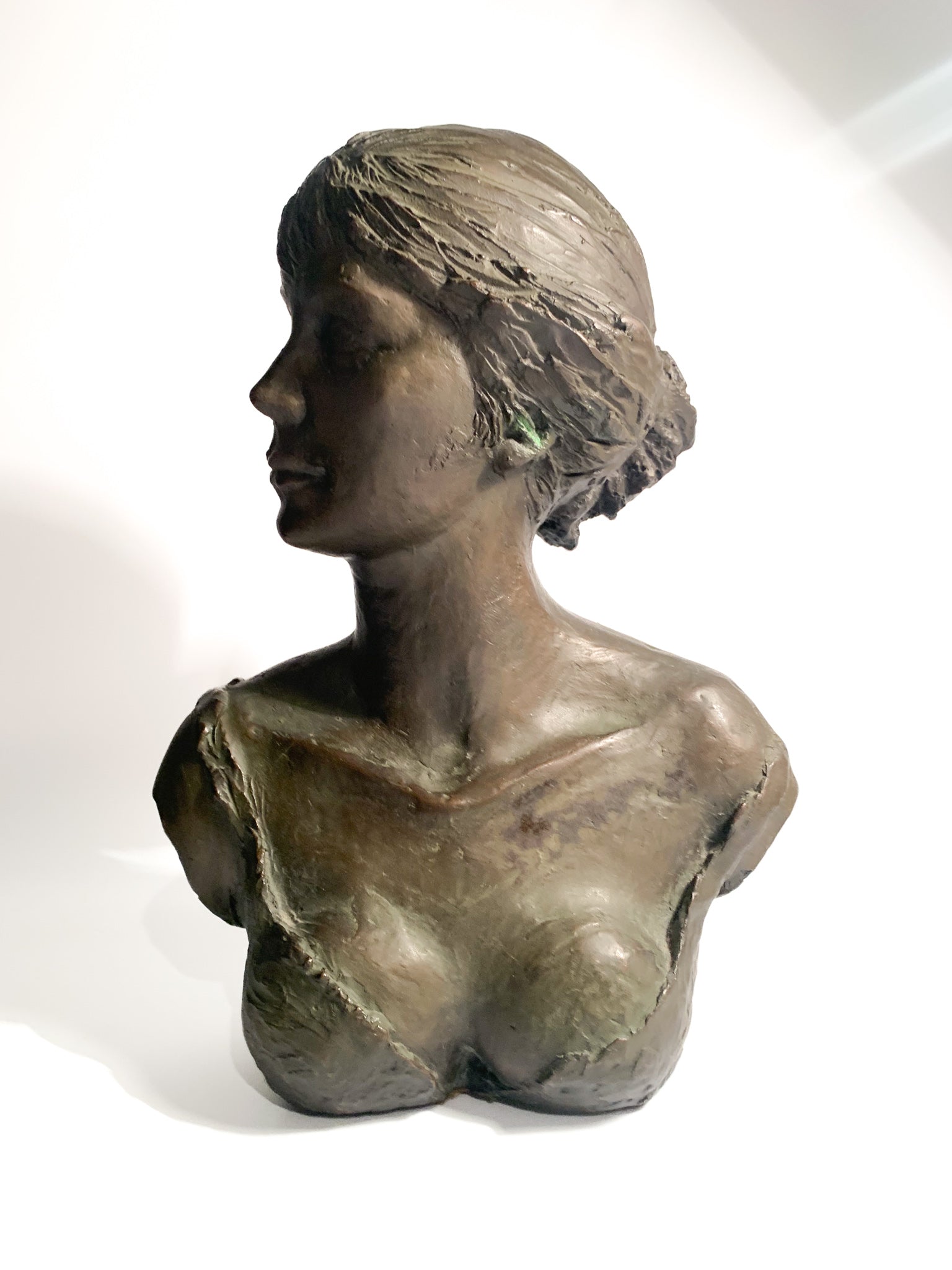 Bust of a Lady in Lost Wax Bronze Sculpture by Giuseppe Motti, 1950s