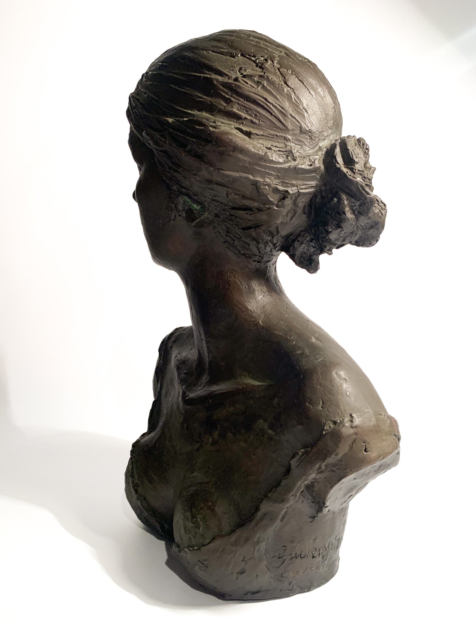 Bust of a Lady in Lost Wax Bronze Sculpture by Giuseppe Motti, 1950s