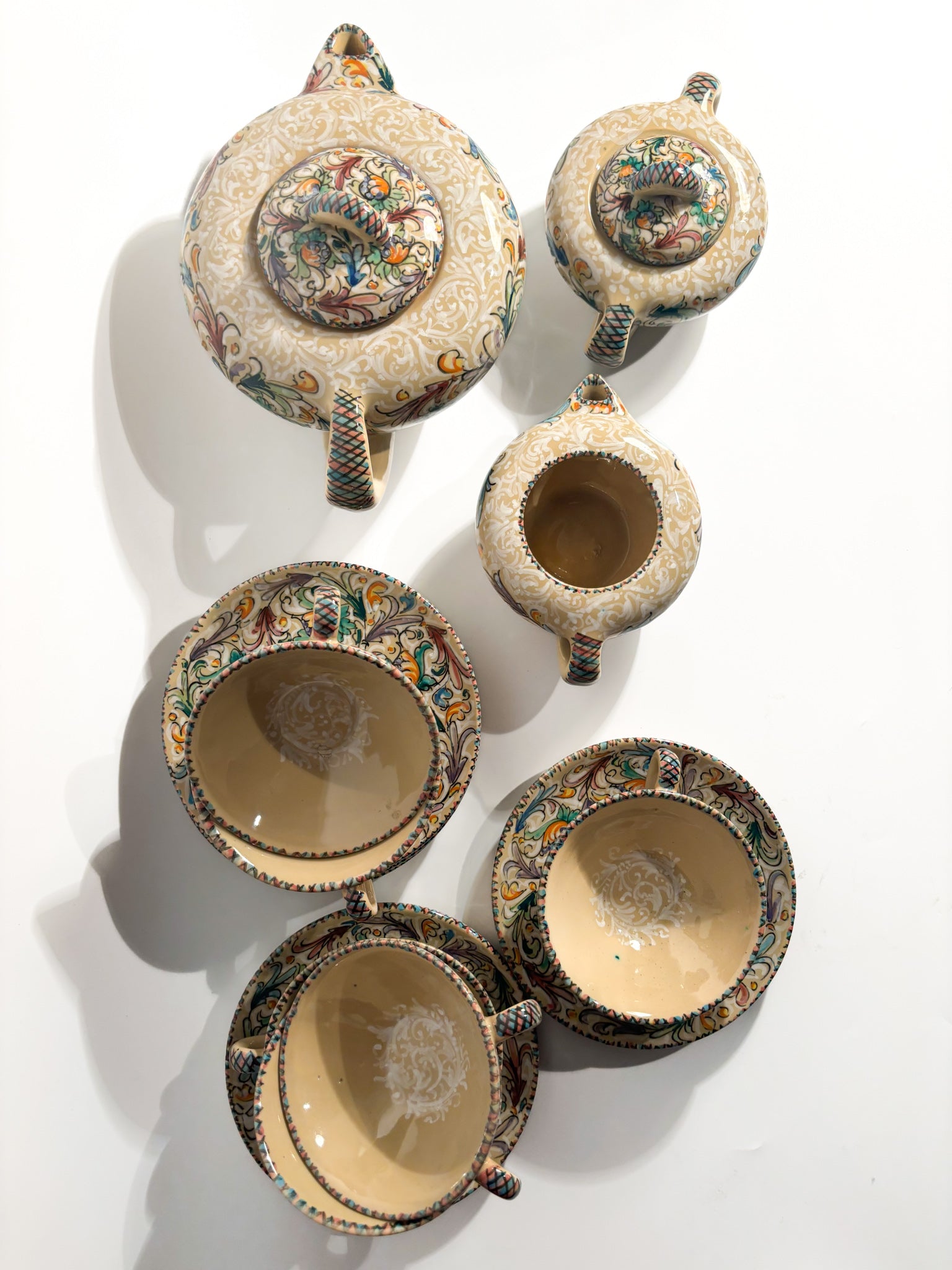 Set of 6 Ceramic Mugs by Molaroni Pesaro, Hand Painted from the 1960s