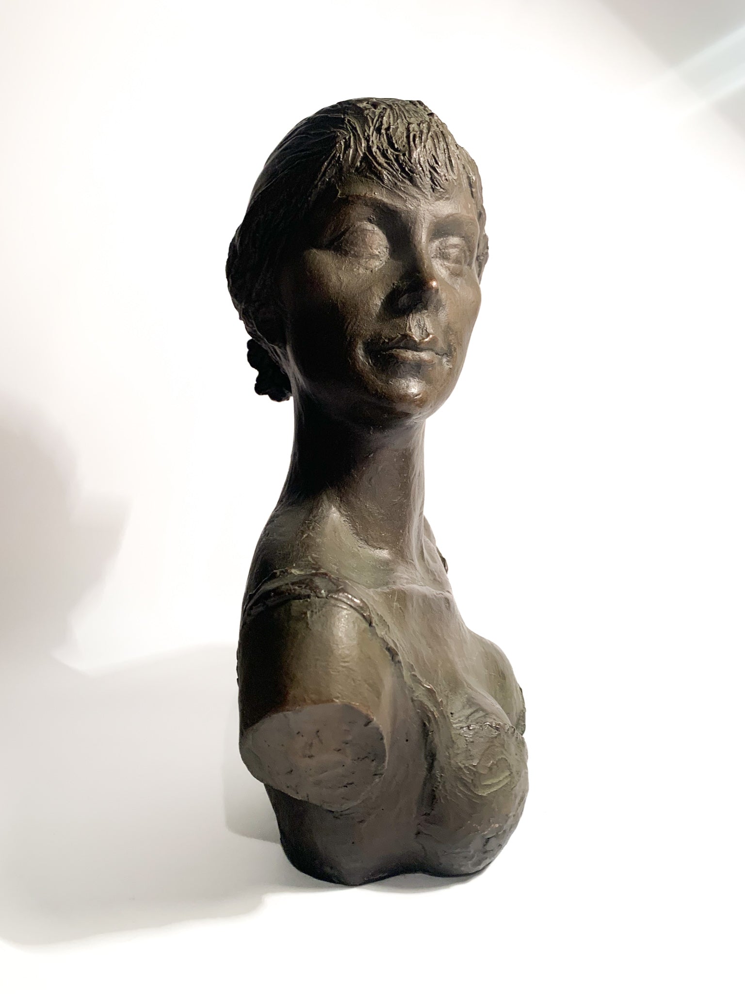 Bust of a Lady in Lost Wax Bronze Sculpture by Giuseppe Motti, 1950s