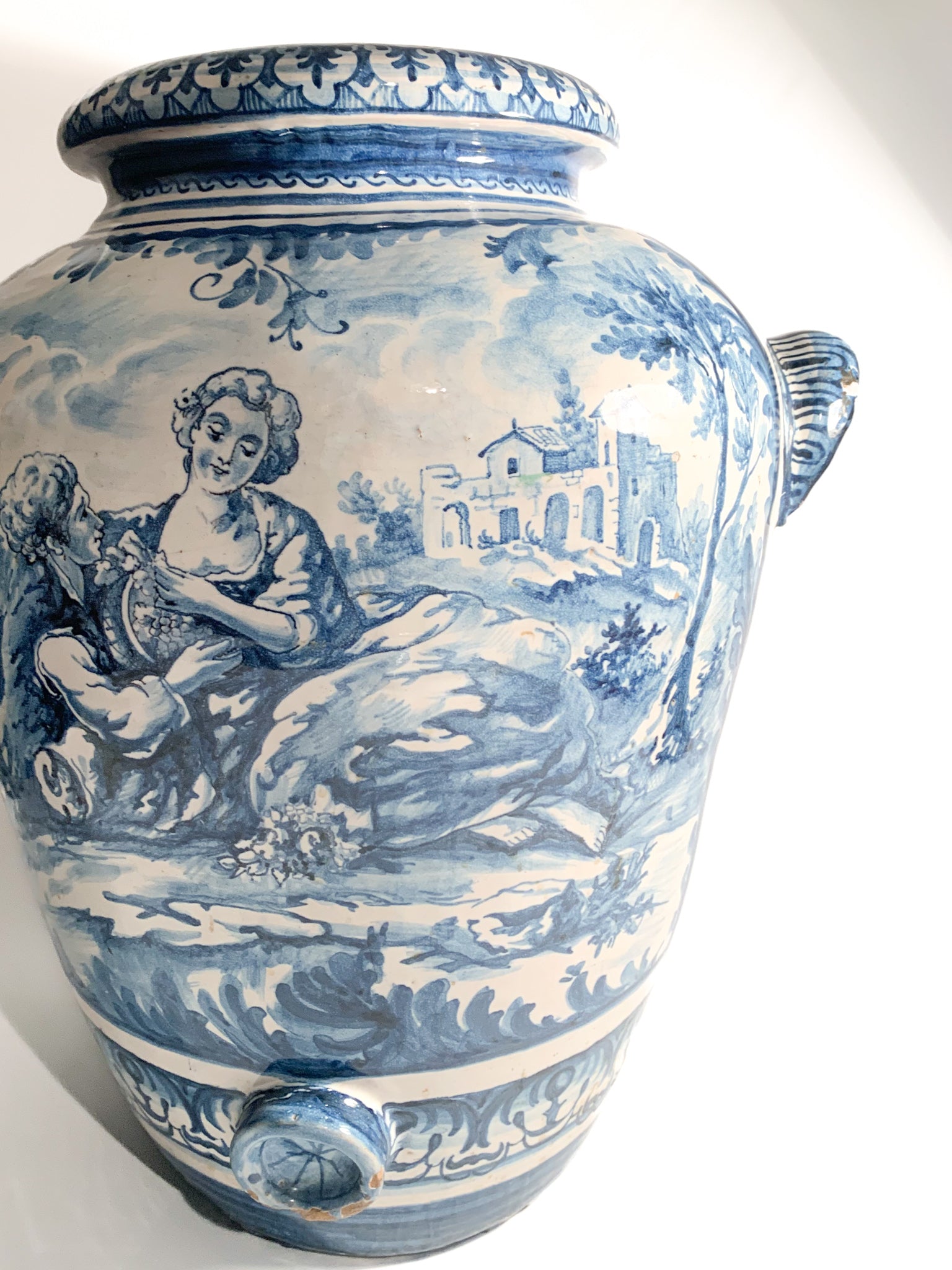 Vaso Grande in Ceramica di Savona Dipinto a Mano del 1725