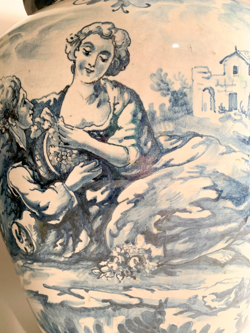 Vaso Grande in Ceramica di Savona Dipinto a Mano del 1725