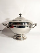 Large Centerpiece Soup Tureen in English Silvered Metal 20th Century