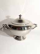 Large Centerpiece Soup Tureen in English Silvered Metal 20th Century