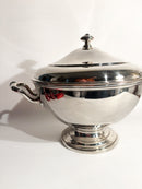 Large Centerpiece Soup Tureen in English Silvered Metal 20th Century