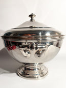 Large Centerpiece Soup Tureen in English Silvered Metal 20th Century