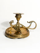 Single Candlestick with Dragon in Gilded Bronze Late 19th Century