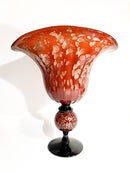 Vaso in Vetro di Murano Arancio e Dorato Maculato Anni 80