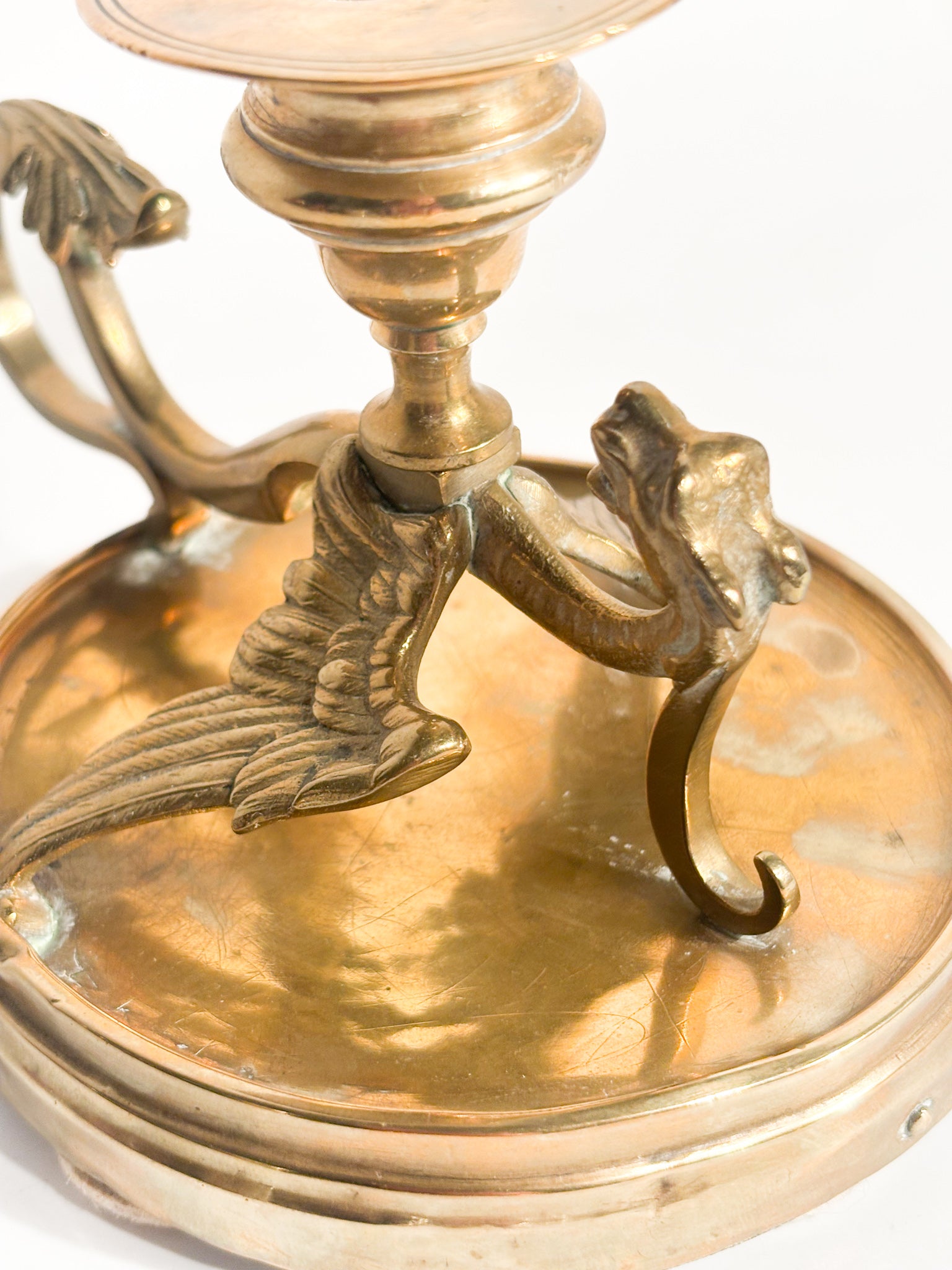 Single Candlestick with Dragon in Gilded Bronze Late 19th Century