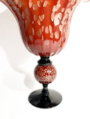 Vaso in Vetro di Murano Arancio e Dorato Maculato Anni 80