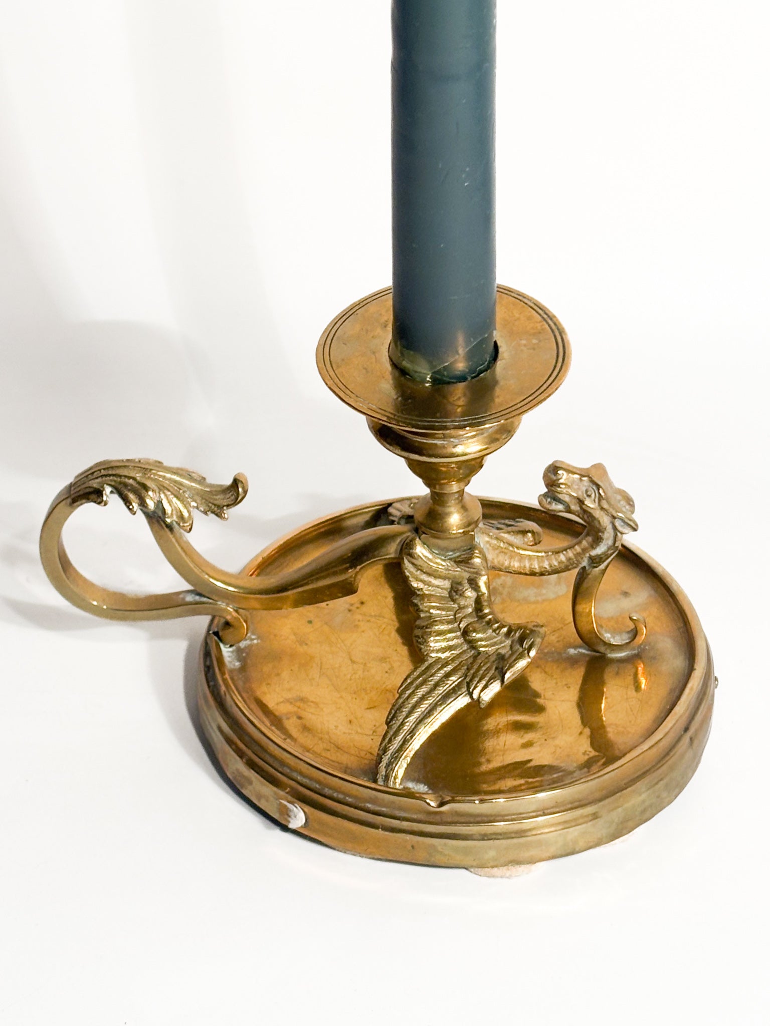 Single Candlestick with Dragon in Gilded Bronze Late 19th Century