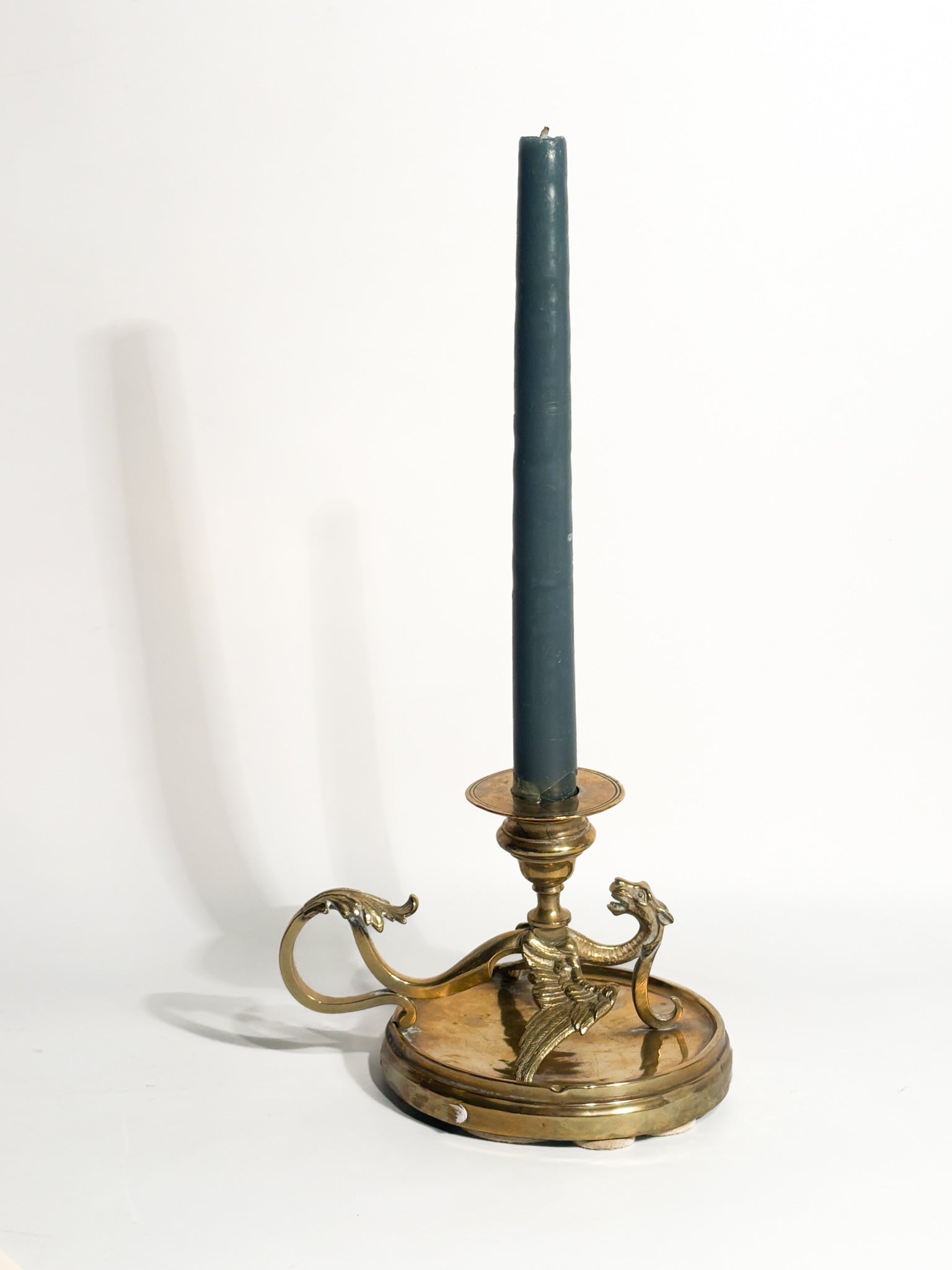 Single Candlestick with Dragon in Gilded Bronze Late 19th Century