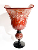 Vaso in Vetro di Murano Arancio e Dorato Maculato Anni 80