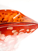 Vaso in Vetro di Murano Arancio e Dorato Maculato Anni 80