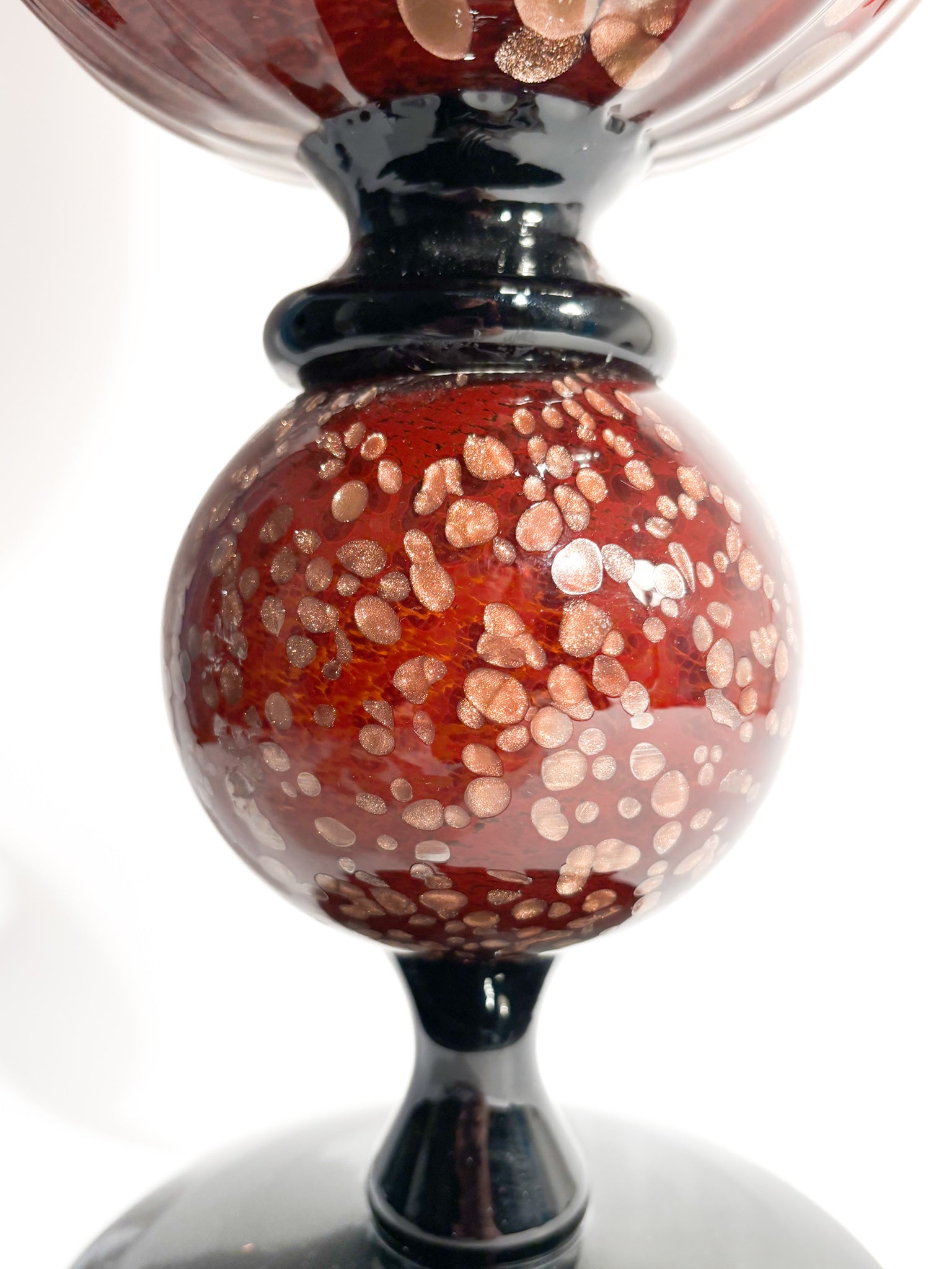 Orange and Golden Spotted Murano Glass Vase from the 1980s