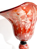 Vaso in Vetro di Murano Arancio e Dorato Maculato Anni 80