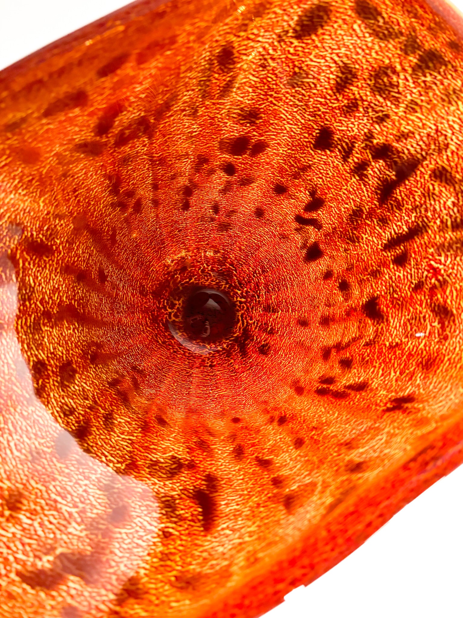 Orange and Golden Spotted Murano Glass Vase from the 1980s