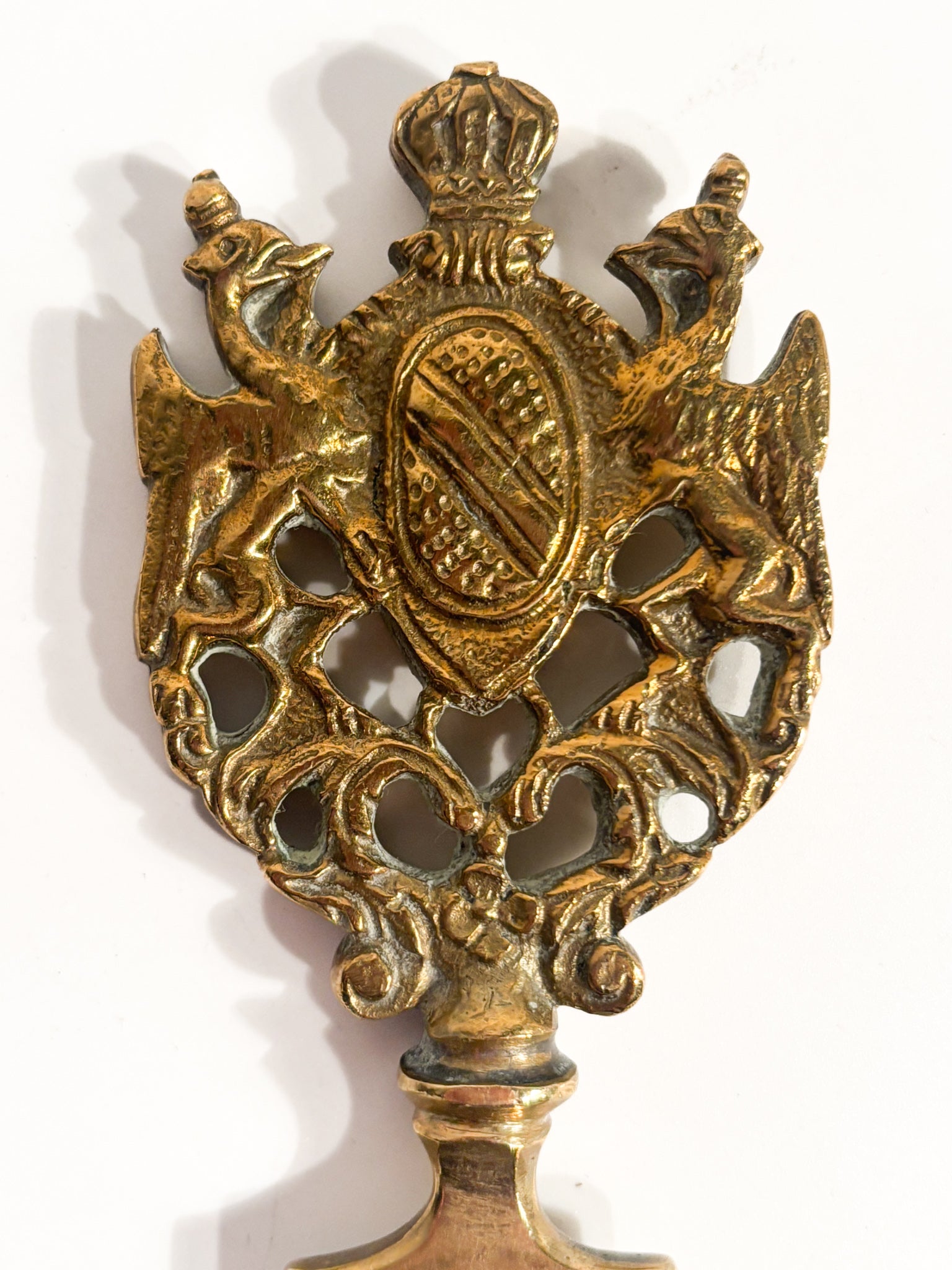 Letter opener with gilded bronze emblem and wood, 1930s