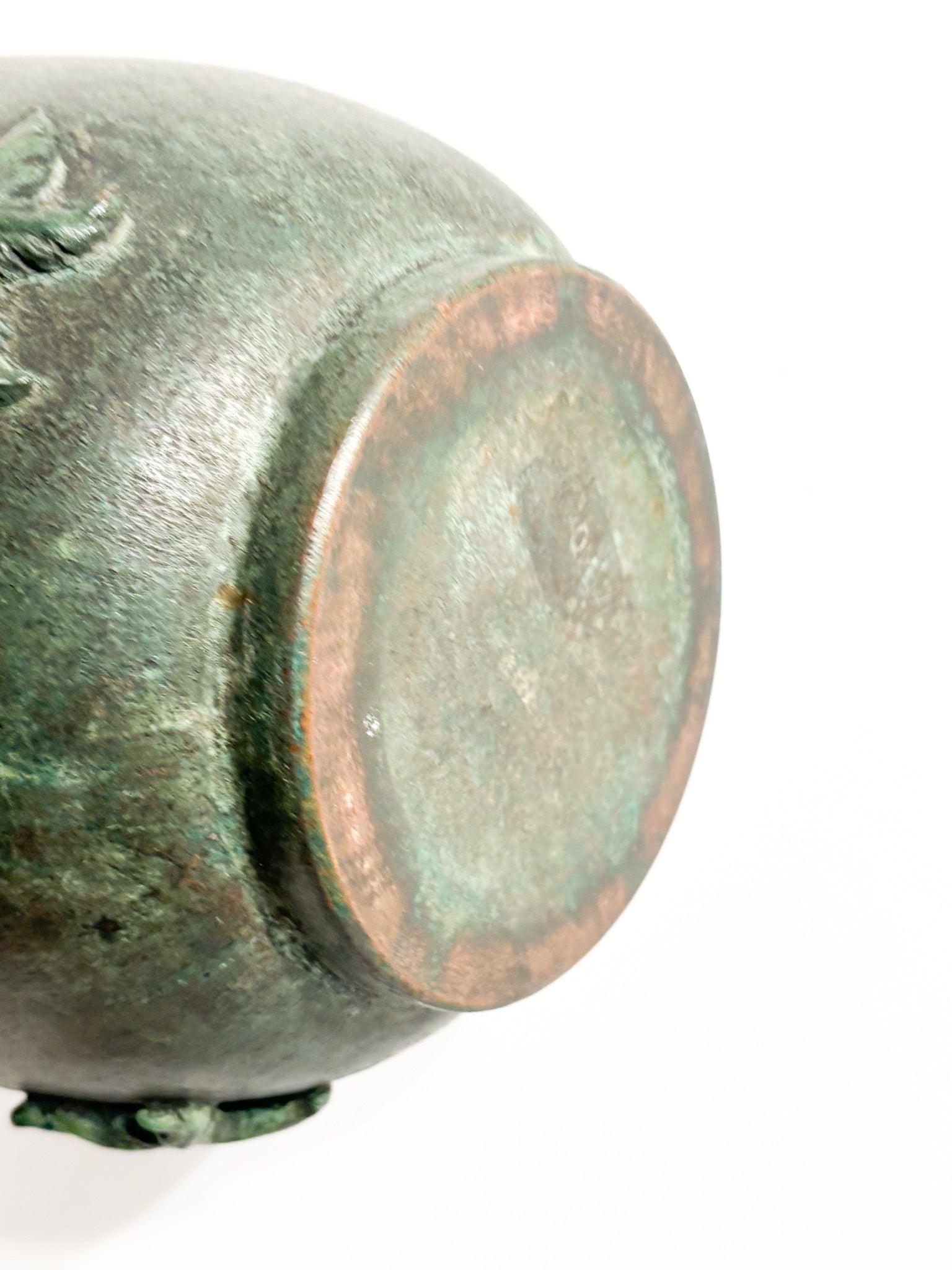 Vaso in Rame Verde Smaltato con Stelle Marine Anni 30