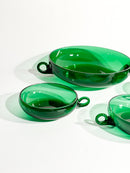 Set da Macedonia da Sei in Vetro di Murano Verde Soffiato a Mano Anni 30