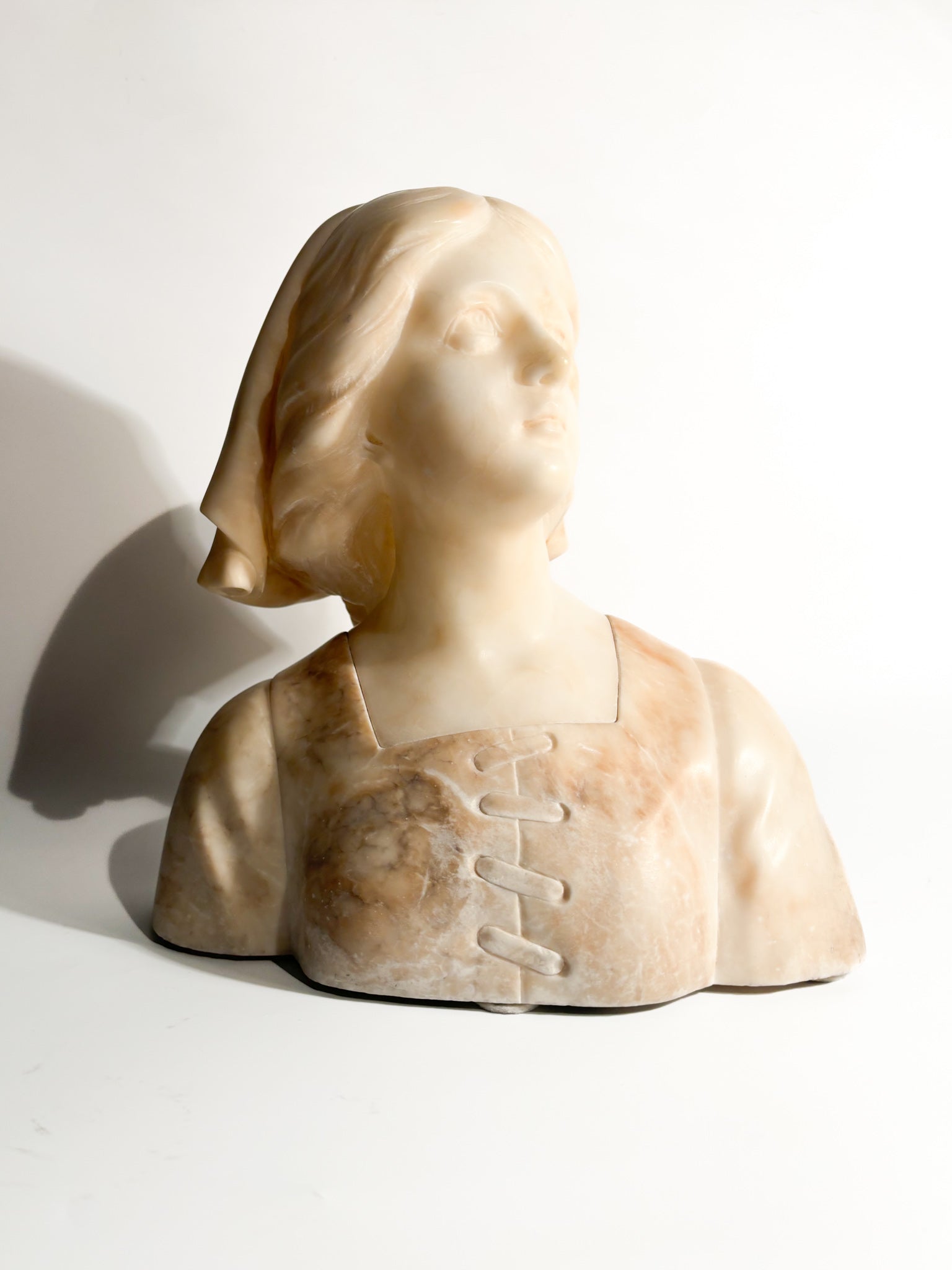 Alabaster Bust of Joan of Arc Attributed to Giuseppe Bessi Early Twentieth Century