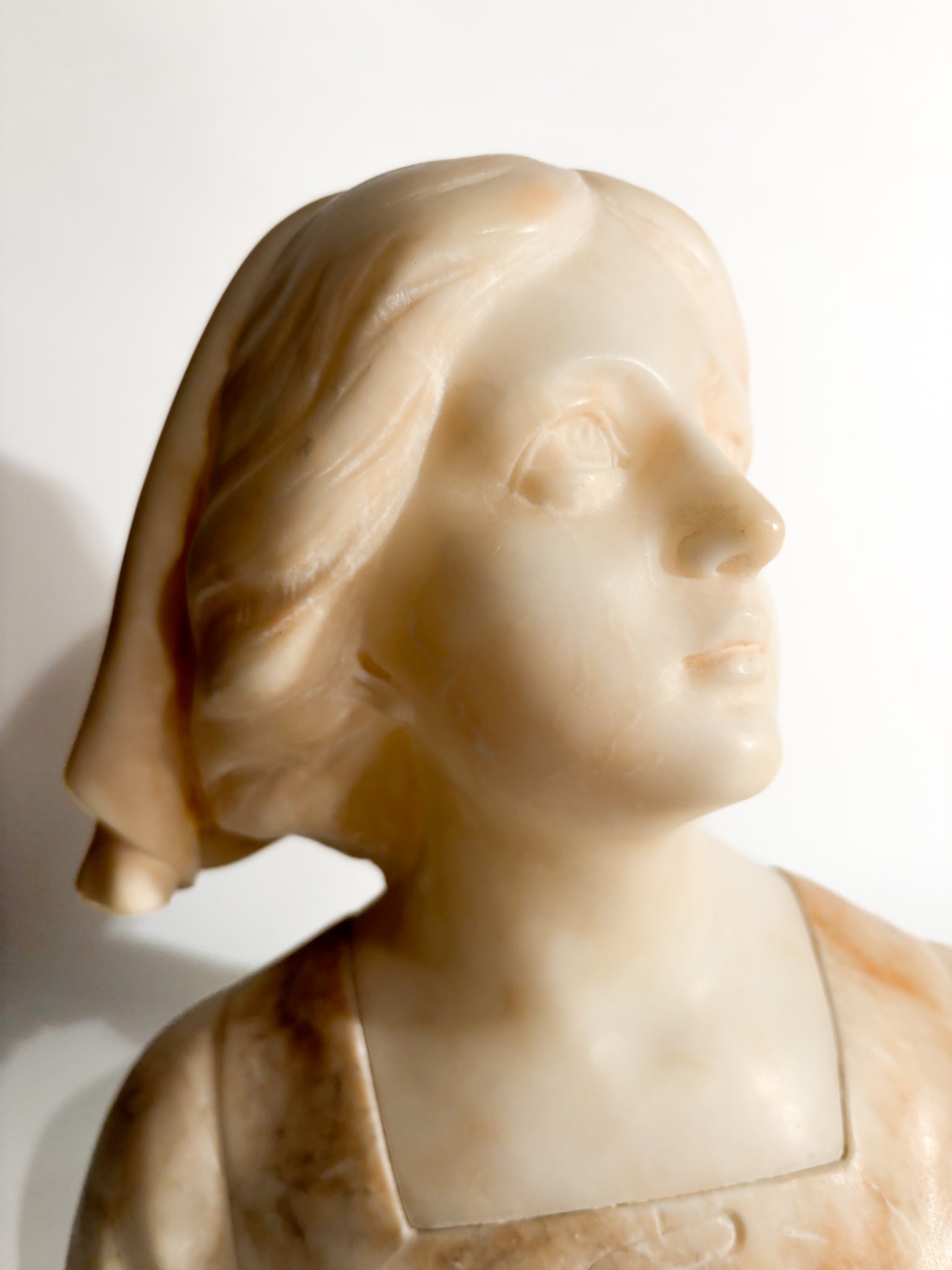 Alabaster Bust of Joan of Arc Attributed to Giuseppe Bessi Early Twentieth Century