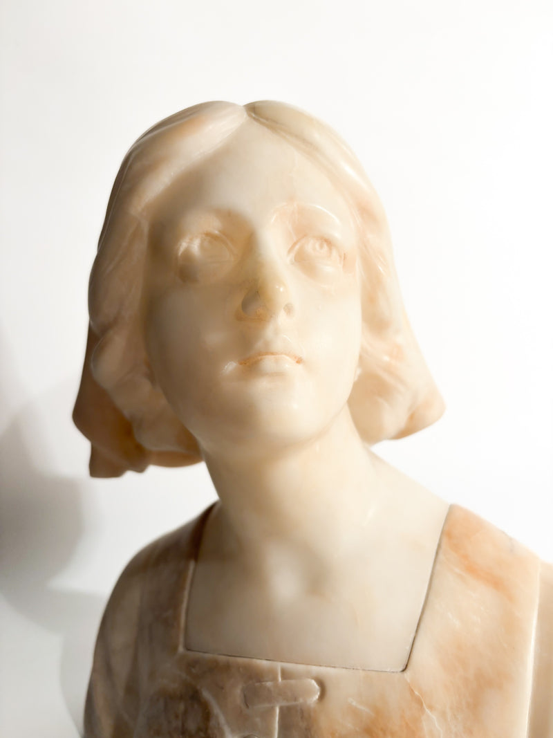 Alabaster Bust of Joan of Arc Attributed to Giuseppe Bessi Early Twentieth Century