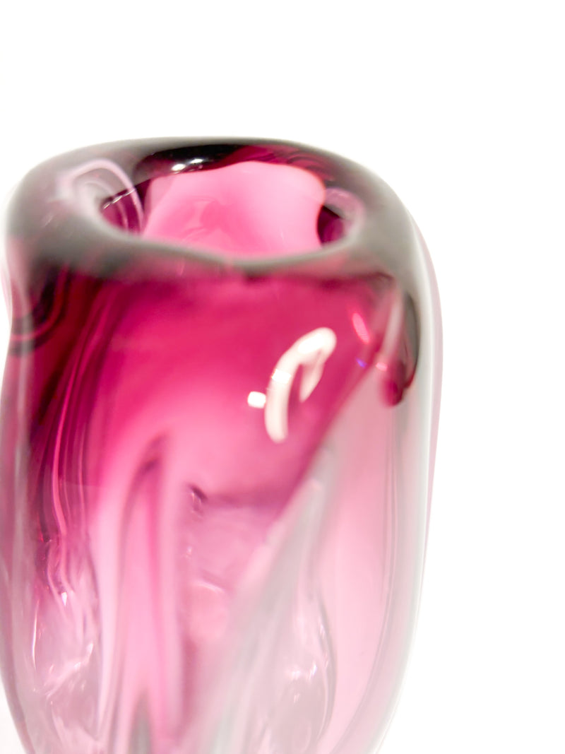 Sommerso Pink Murano Glass Vase from the 1970s