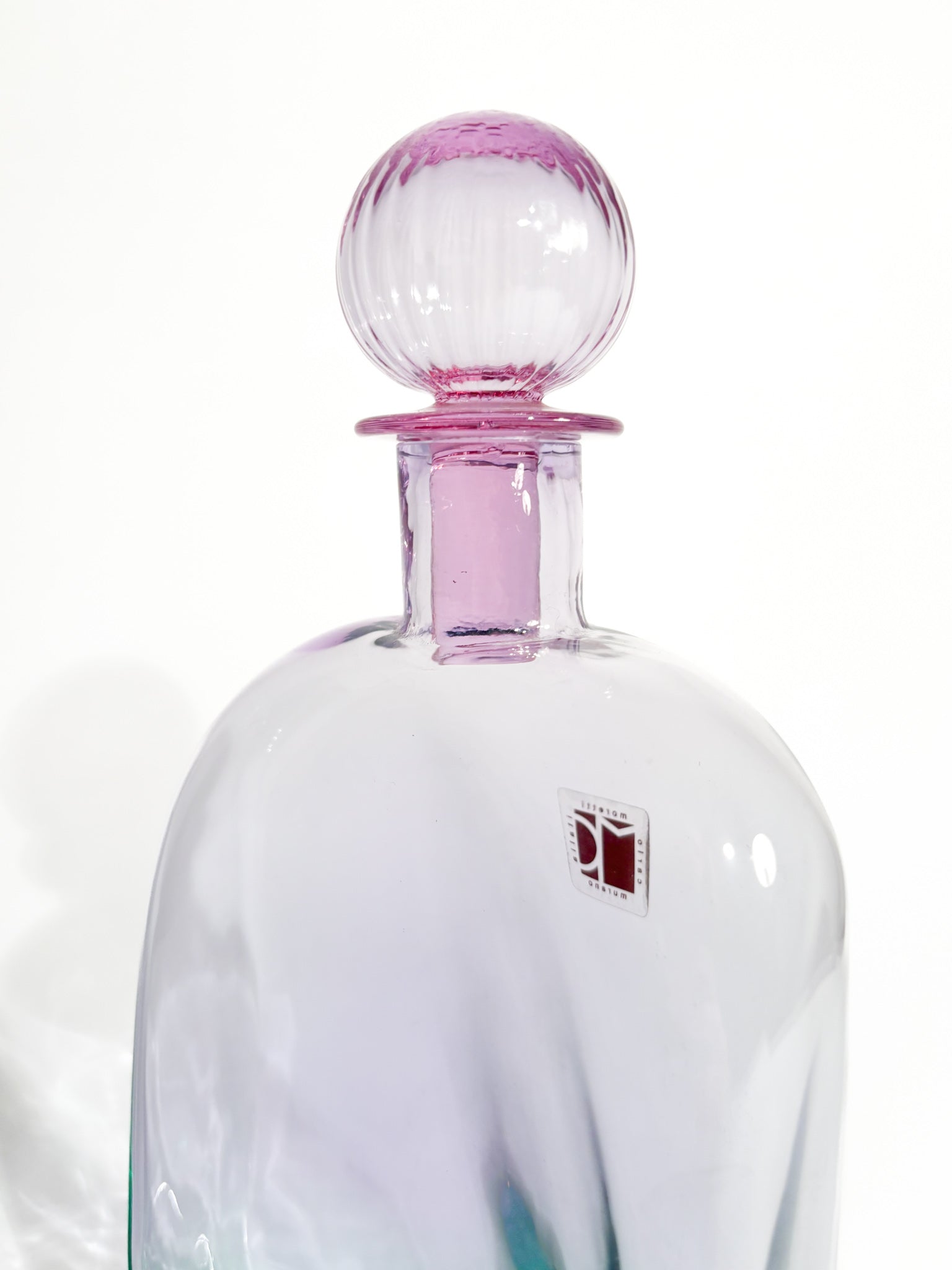 Bottle by Carlo Moretti in Pink and Green Murano Glass from the 1970s