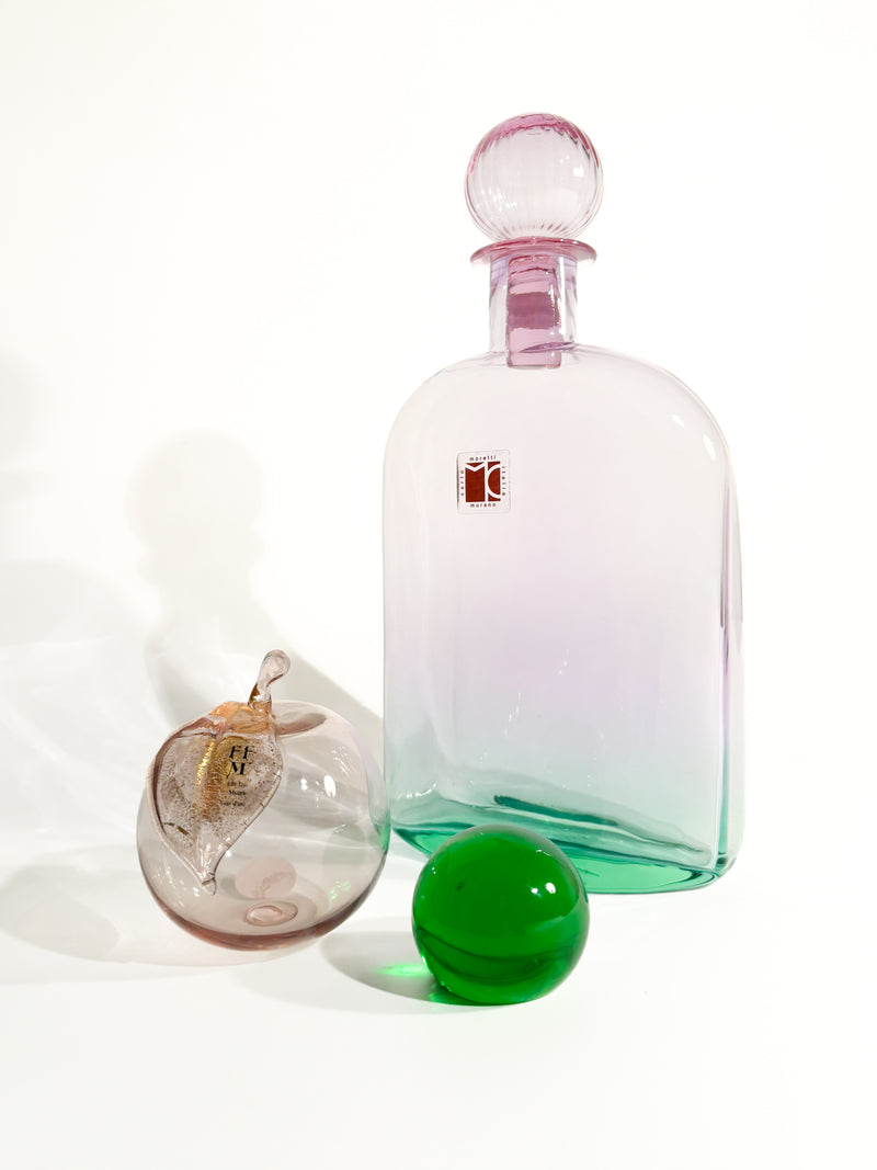 Bottle by Carlo Moretti in Pink and Green Murano Glass from the 1970s