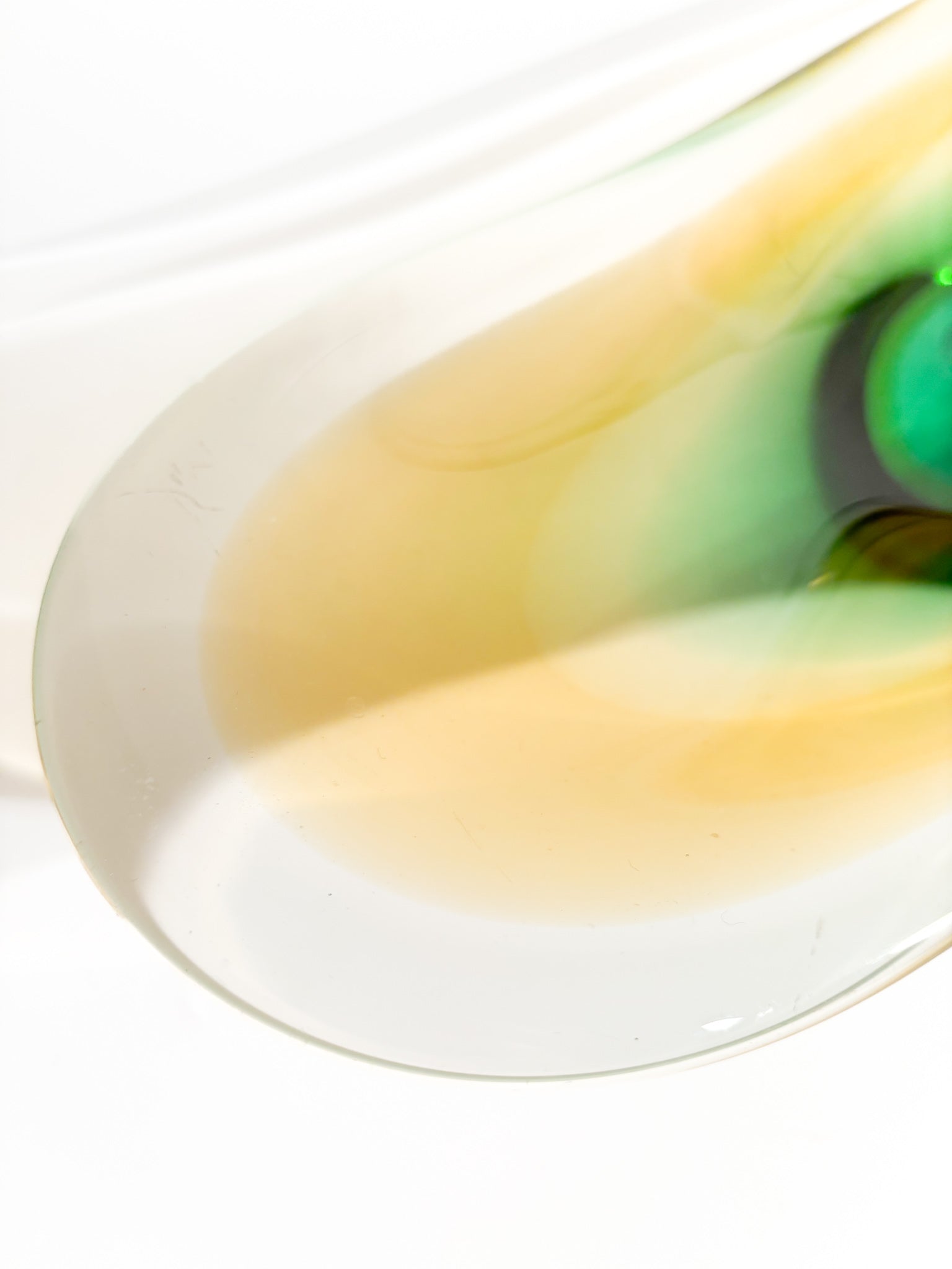 Centrotavola in Vetro di Murano Soffiato a Mano Verde e Giallo Anni 70