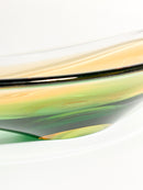 Centrotavola in Vetro di Murano Soffiato a Mano Verde e Giallo Anni 70