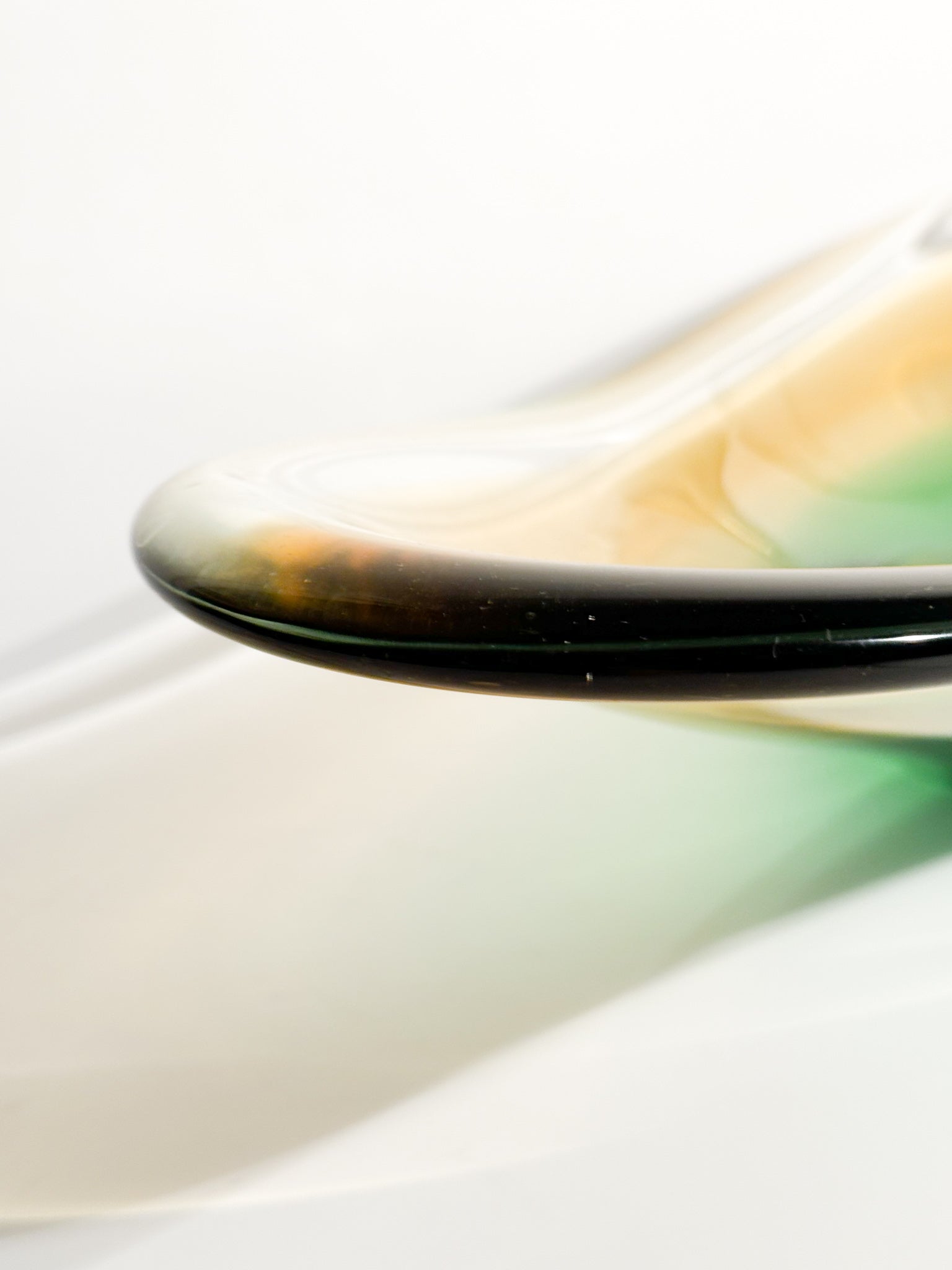 Centrotavola in Vetro di Murano Soffiato a Mano Verde e Giallo Anni 70