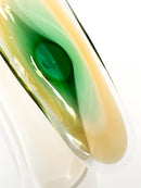 Centrotavola in Vetro di Murano Soffiato a Mano Verde e Giallo Anni 70