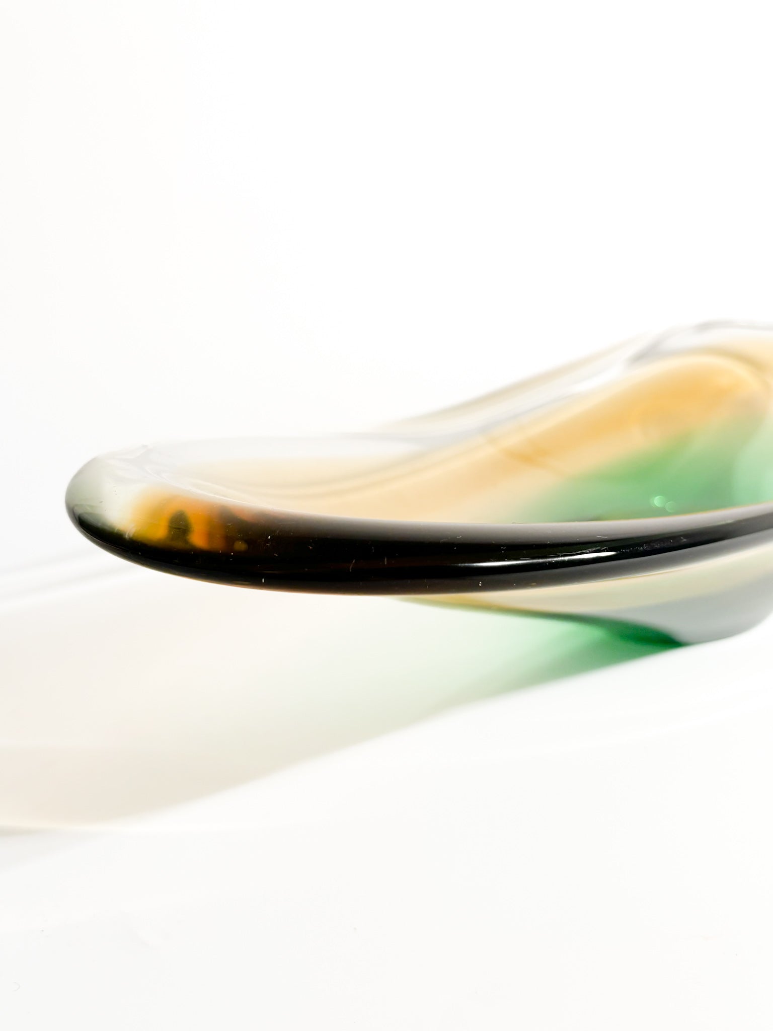 Centrotavola in Vetro di Murano Soffiato a Mano Verde e Giallo Anni 70