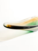 Centrotavola in Vetro di Murano Soffiato a Mano Verde e Giallo Anni 70