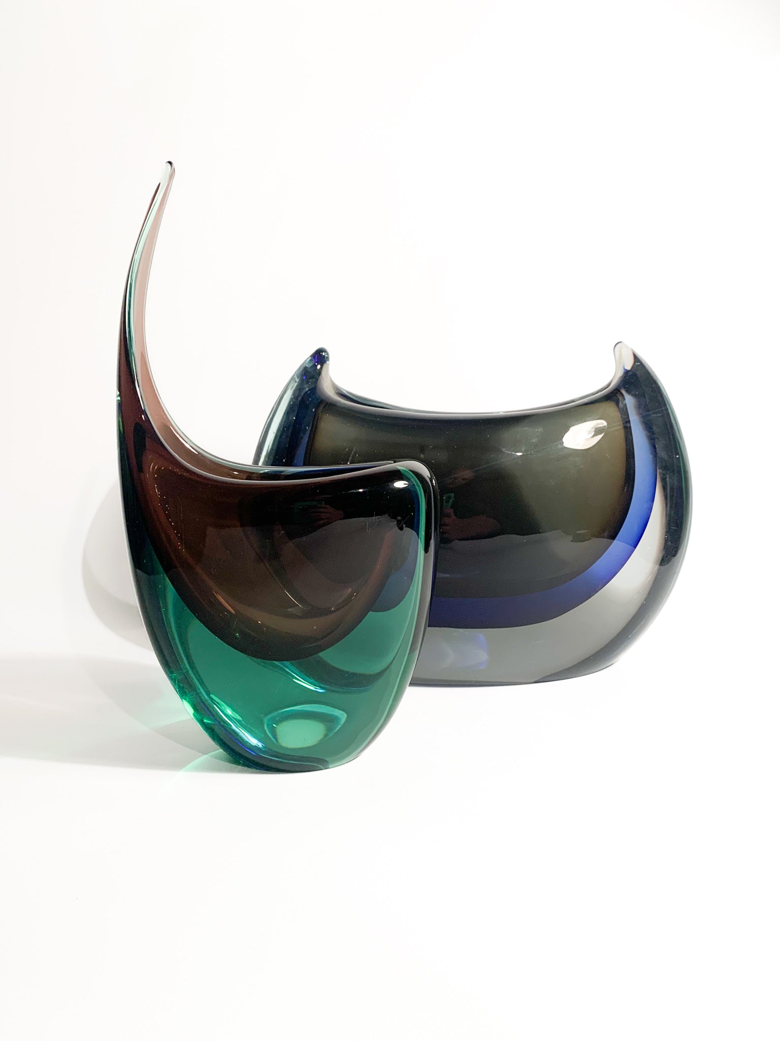 Purple and Green Sommerso Murano Glass Vase Attributed to Flavio Poli, 1960s