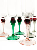 Set da Sei Calici Multicolore in Vetro di Murano Anni 80