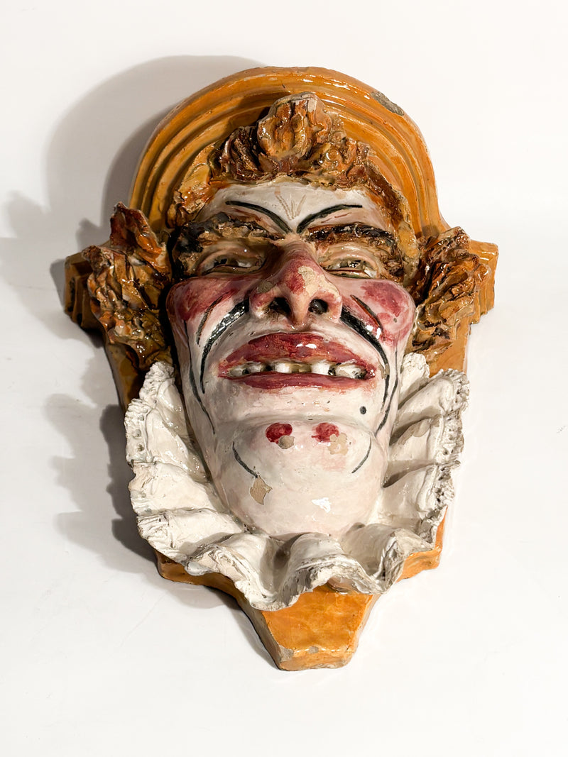 Mensola da Parete in Ceramica di Grottaglie Maschera Fine XIX Secolo
