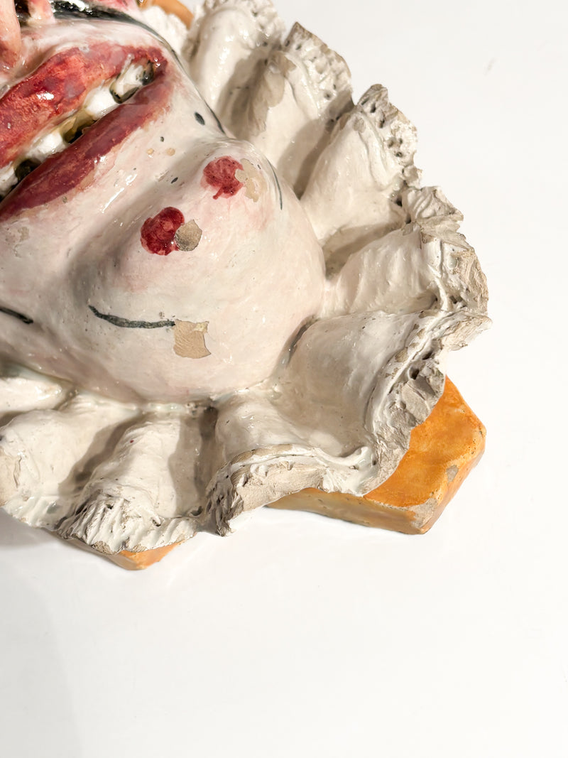 Mensola da Parete in Ceramica di Grottaglie Maschera Fine XIX Secolo